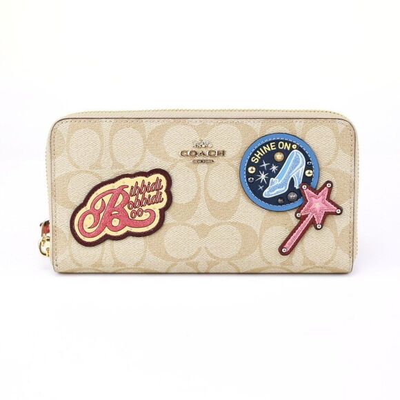 NWT Coach Disney Patches Zip Wallet Signature Light Khaki - Picture 3 of 10